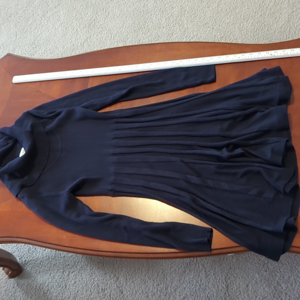Calvin Klein sweater dress pleated cowl neck size Medium navy blue - Picture 1 of 4
